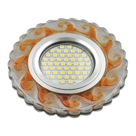 Светильник декор.встр Luciole DLS-L139 GU5.3 GLASSY/TEA доп.LED подсветка 3Вт, стекл,зерк./прозр.+светло-коричневый. | UL-00003873 Fametto