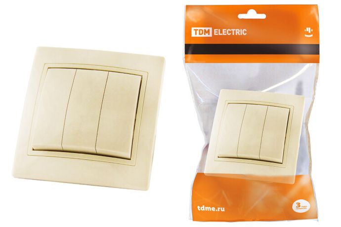 Выключатель 3 кл. 10А сл. кость "Таймыр" | SQ1814-0103 TDM