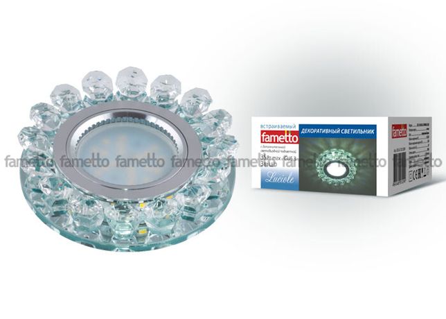 Светильник декоративный Luciole DLS-L102 GU5.3 CHROME/CLEAR встраив. доп. светодиод. подсветка 3Вт без лампы осн. метал. хром отделка стекло прозр. Fametto 09999