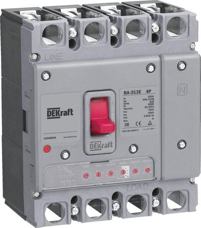 Выключатель автоматический силовой 4п 125А 70кА ВА-353E электрон. расцеп. DEKraft 22662DEK APC