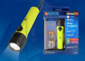 Фонарь рабочий Premium «Diving – Nautilus» P-WP011-BB Yellow пластмассовый XP-C Cree LED, ной короб, 4 х ААA в/к, желтый | 08789 Uniel