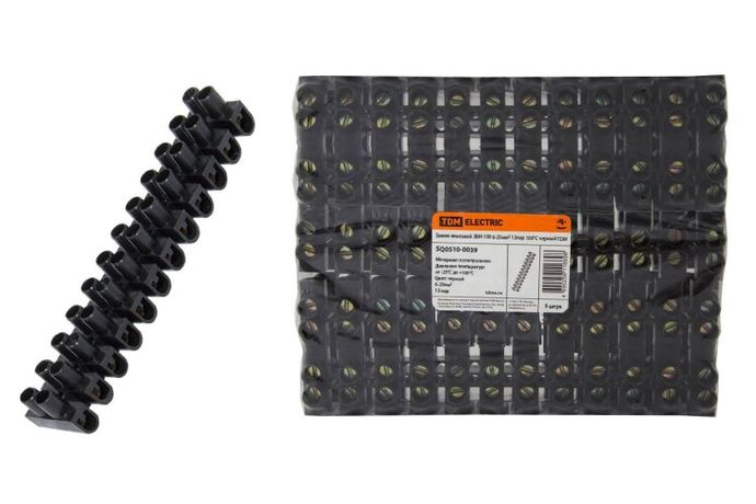 Зажим винтовой ЗВИ-100 полипропилен 6-25мм2 12пар 100°С черный | SQ0510-0039 TDM