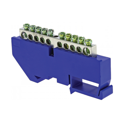 Шина нулевая N 6х9 10 отверст. цинк син. изолятор на DIN-рейку PROxima EKF sn1-63-10-d