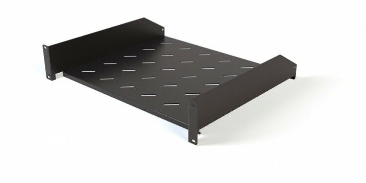 Полка угловая с перфорацией 19дюйм 2U ширина 440мм глубина 600мм (RAL 9005) TAL3-2U-600-RAL9005 черн. Hyperline 431396