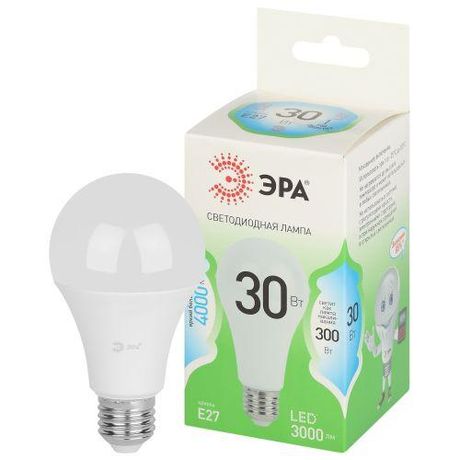 Лампа светодиодная LED 30 Вт 3000Лм 4000К груша нейтральный E27 220-240В A65-30W-840-E27 Green Line - Б0067144 ЭРА