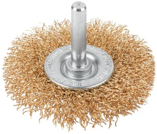 Щетка для дрели, Плоская, латунированная витая проволока 0,3 мм, 65 блистер, Profi - 82-915 РОС