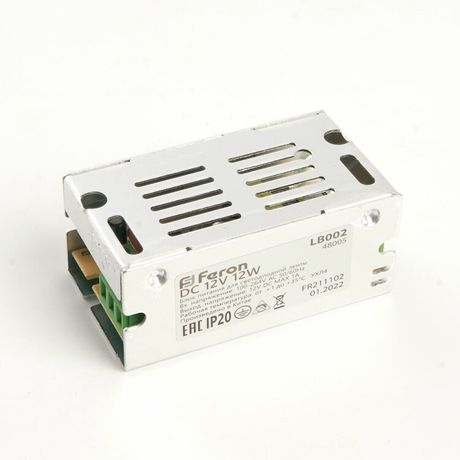 Трансформатор электронный для светодиодной ленты 12W 12V (драйвер), LB002 | 48005 FERON