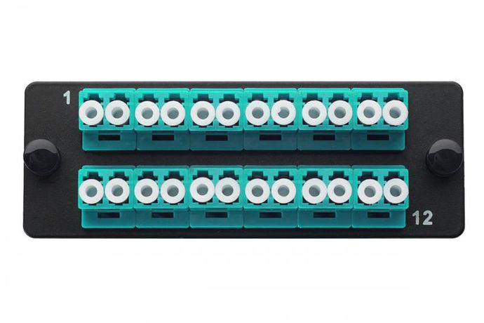 Планка Q-SLOT с 12 адаптерами дуплекс LC OM3 Eurolan 38M-30-2L-01-12BL
