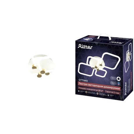 Люстра светодиодная OTTIMO Алиса 102Вт 2700К+6400К/4200К/6400К+2700К 720х425х130мм 46кв.м ДУ диммир. бел./зел. Ritter 51616 7 REV