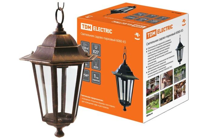 Светильник садово-парковый ЛСУ 6060-15 60Вт ЛН/КЛЛ/LED E27 IP54 шестигранник | SQ0330-0015 TDM