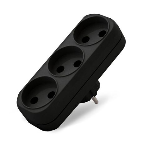 Разветвитель UNIVersal 3гн. б/з плоский черный 10А 250В (еврослот) - 1934 Союз