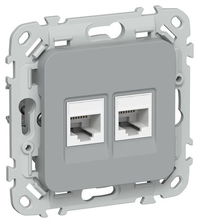 Розетка компьютерная 2-м СП FLITE РК5е-2-0-ФлС RJ45 кат.5E UTP механизм сер. IEK FI-K22-1-K03 IEK арт. FI-K22-1-K03