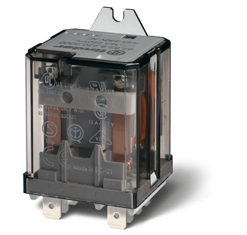 Силовое электромеханическое реле; монтаж в наконечники Faston 250 (6.3х0.8мм); 2CO 16A; контакты AgCdO; катушка 230В AC | 628282300000 Finder
