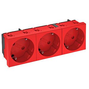 Розетка 3х2К+3 под углом 33° шторки 16А 250В (45х135 мм - 3 модуля Modul45) красная | 6120129 OBO Bettermann