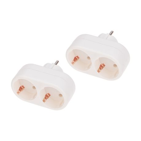 Набор двойников электрических 16 А вертикальные с заземлением, белый (2 шт/уп) - 11-1075-2 MEET