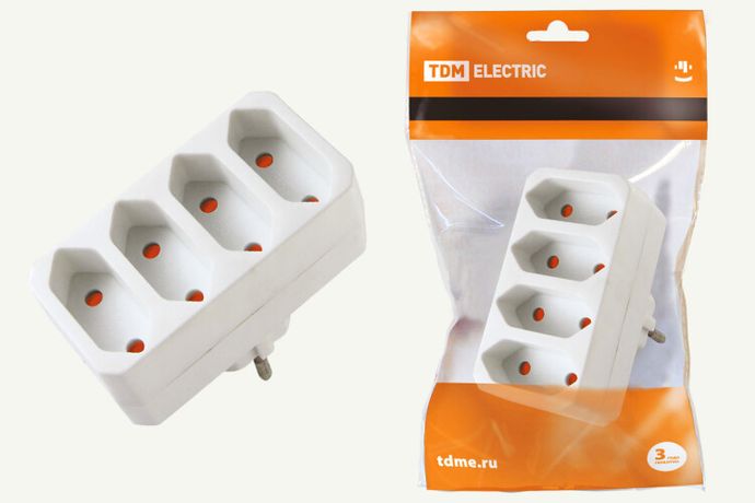 Блок на 4 гнезда 2П 2,5 А 250 B под плоскую вилку белый | SQ1806-0203 TDM