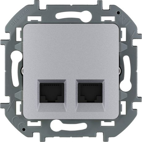 Розетка компьютерная 2-м Inspiria RJ45 кат.6 UTP механизм алюм. Leg 673842 Legrand