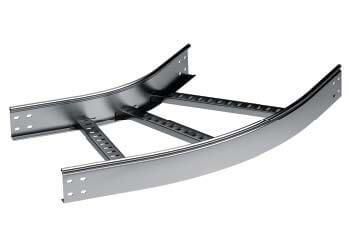 Угол горизонтальный 45 градусов 100x400 R-300, лонжерон 1,5 мм, цинк-ламельный, в комплекте с крепежными элементами и соединительными пластинами, необходимыми для монтажа - LIC0134KZL ДКС