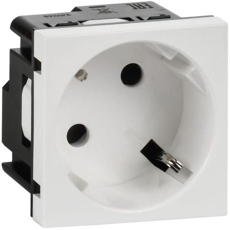 Розетка 2мод. 16А 250В 45град. с заземл. защ. шторки винт. зажимы бел. ИЭК Leg 4521052 Daccord