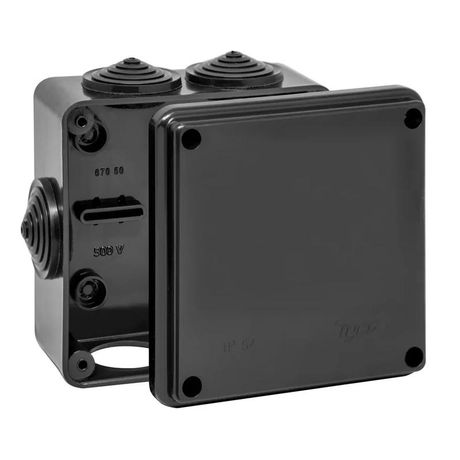 Коробка распределительная для о/п 100х100х50мм 6вводов IP54 (черная) УХЛ1 | 67050Ч Рувинил TYCO