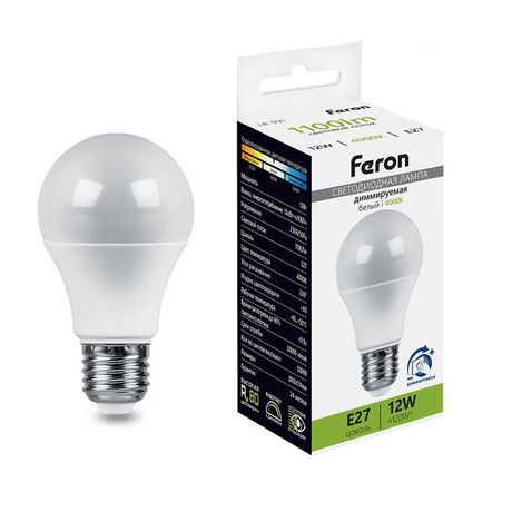 Лампа светодиодная диммируемая, (12W) 230V E27 4000K A60, LB-931 | 51053 FERON