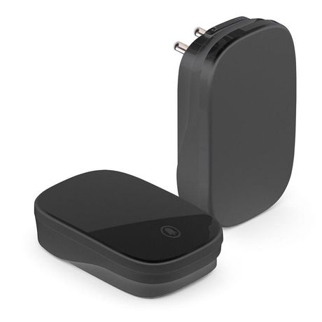 Звонок электрический беспроводной (клавиша и база в розетку) радиочастотный 433MHz, черный, DB-380 | 48945 FERON