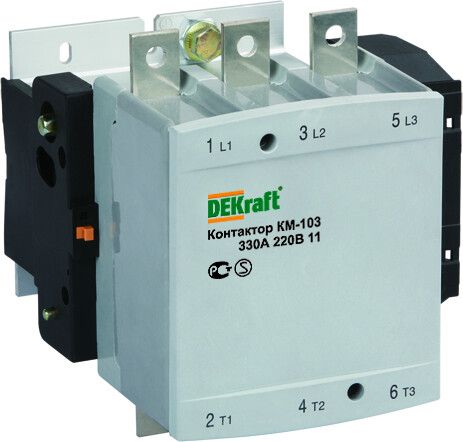 Контактор КМ-103 225А кат. 380В AC 1НО+1НЗ AC-3 DEKraft 22157DEK APC