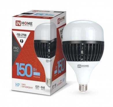 Лампа светодиодная LED-HP-PRO 150Вт грушевидная 6500К холод. бел. E27 14250лм 150-275В с адаптером E40 IN HOME 4690612035703