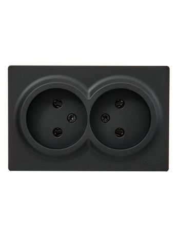 Розетка 2-м ОП LETO без заземл. закрытый корпус ПБТ черн. бархат LEZARD 752-4200-128B