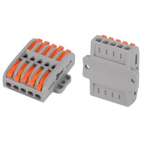 Клемма проходная с монтажной площадкой 222-2415Р рычагами 5 полюсов 0.08-2.5/4 мм2 NO-225-456 (упаковка 1 шт.) - Б0067945 ЭРА