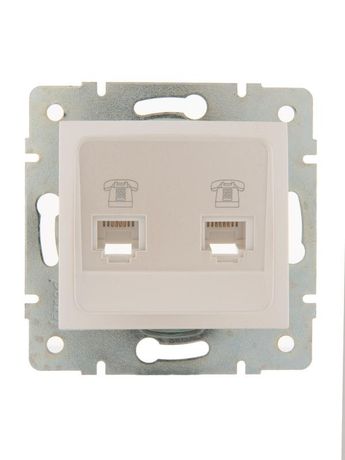 Розетка телефонная 2-м СП Karina RJ11 механизм жемчуж./бел. перламутр. LEZARD 707-3088-138