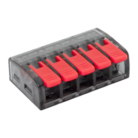 Строительно-монтажная клемма СМК 221-615 с рычагом 5 отверстий 0.5-4.0(6) мм2 EKF PROxima | plc-smk-221-615