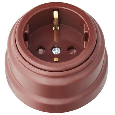 Розетка 1-м ОП РЕТРО 16А с заземл. со шторками Bylectrica РА16-0206 коричневый