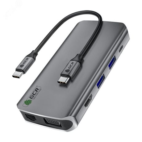 Док-станция 10 в 1, Type C на HDMI, VGA, RJ45, USB 3.0, Card Reader, PD, аудио - 1000662927 Greenconnect