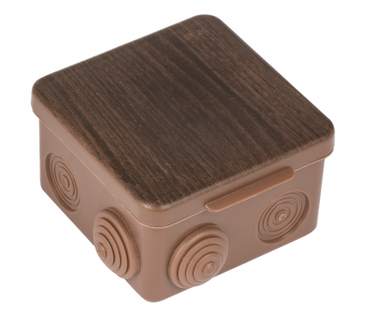 Коробка распределительная КМР-030-014 с крышкой (105х105х50), 8 мембранных вводов тёмное дерево IP54 EKF PROxima | plc-kmr-030-014-t