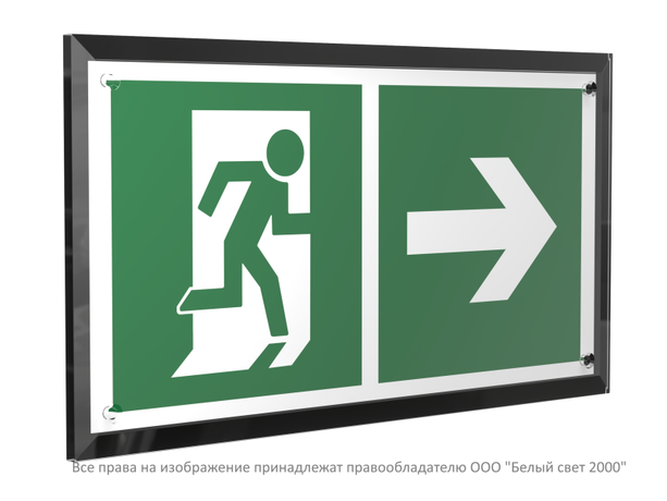 Знак безопасности PT-32178-Black.E35 "Напр. к эвакуационному выходу направо " Белый свет a32718 BS