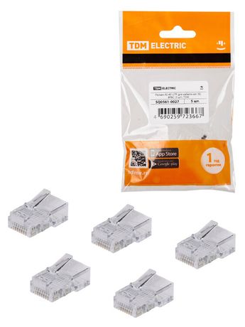 Разъем RJ-45 UTP для кабеля кат. 5Е, 8P8C (5 шт), | SQ0561-0027 TDM