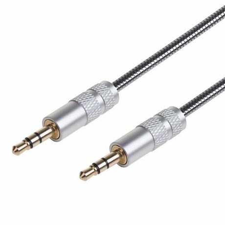 Кабель AUX в гибкой металлической оплетке 3.5 мм 1 м, 18-4091, REXANT MEET 18-4091