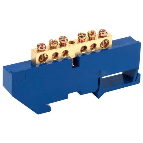 Шина ''N'' нулевая с синим изолятором на DIN-рейку 6x9 мм стойка бол. 6 групп, REXANT - 11-2339 MEET