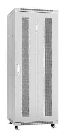 Шкаф монтажный телекоммуникационный напольный ND-05C-32U60/80 19дюйм для распред. и серверн. оборудования 32U 600х800х1610мм передн. задн. перфорир. двери ручка с замком сер. (RAL 7035) Cabeus 7225c