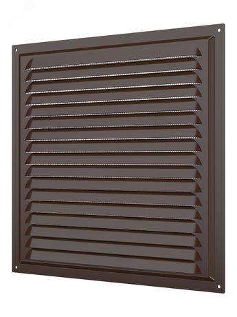 Решетка вентиляционная вытяжная стальная с покрытием полимерной эмалью и сеткой 300х300, цвет Коричневый - 3030МЭ кор ЭРА 17599