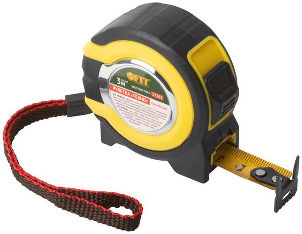 Рулетка прорезиненный корпус, двойной стопор ''Техно'' 3 м x 16 мм - 17263 РОС