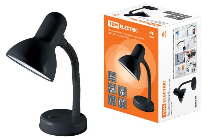 Светильник настольный на основании 60Вт ЛН/КЛЛ/LED Е27 черный | SQ0337-0103 TDM