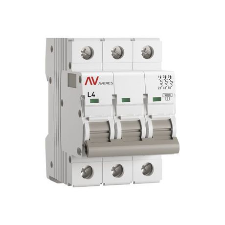 Выключатель автоматический модульный 3п L 4А 10кА AV-10 AVERES EKF mcb10-3-04L-av