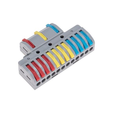 Клемма СМК 3х4 проходная разветвительная 3 полюса, с монтажной площадкой (1 ввод, 4 вывода на полюс) (10 шт/уп) | 07-5248 REXANT MEET