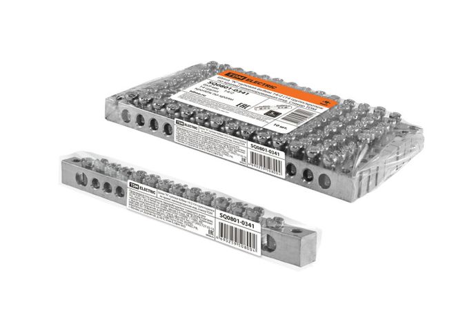 Шина "N" нулевая 6х9мм 14/2 (14 групп/крепеж по краям) никелированная инд. стикер | SQ0801-0341 TDM