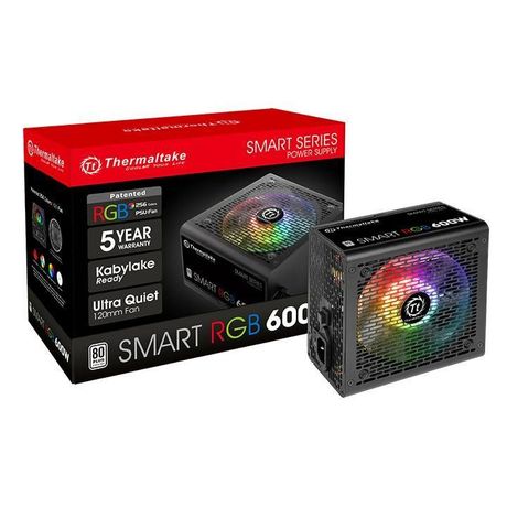 Блок питания ATX 600W Smart RГбайт 600 80+ (24+4+4pin) APFC 120мм fan color LED 5xSATA RTL PS-SPR-0600NHSAWE-1 THERMALTAKE 482447