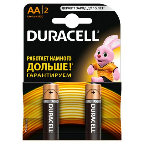 Элемент питания алкалиновый AA/LR6/MN 1500 Basic BP-2 (блист.2шт) Duracell Б0014044/Б0026814