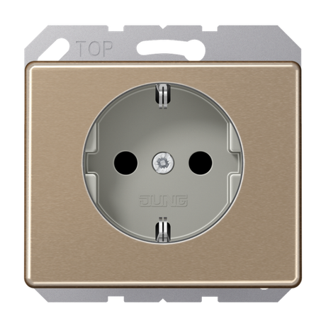 Штепсельная розетка SCHUKO 16А / 250В с защитными шторками, пружинные зажимы; металл; золотая бронза; SL500 | SL520KIGB Jung