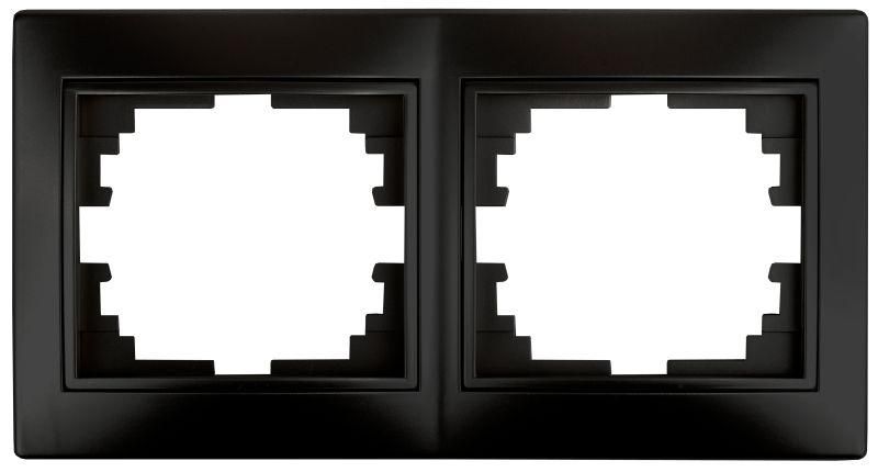Рамка для розеток и выключателей Intro Plano 1-502-05 на 2 поста горизонтальная, СУ, антрацит - Б0044579 ЭРА